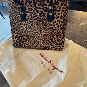 Salvadore Ferragamo Calfskin Cheetah print Whitney bag